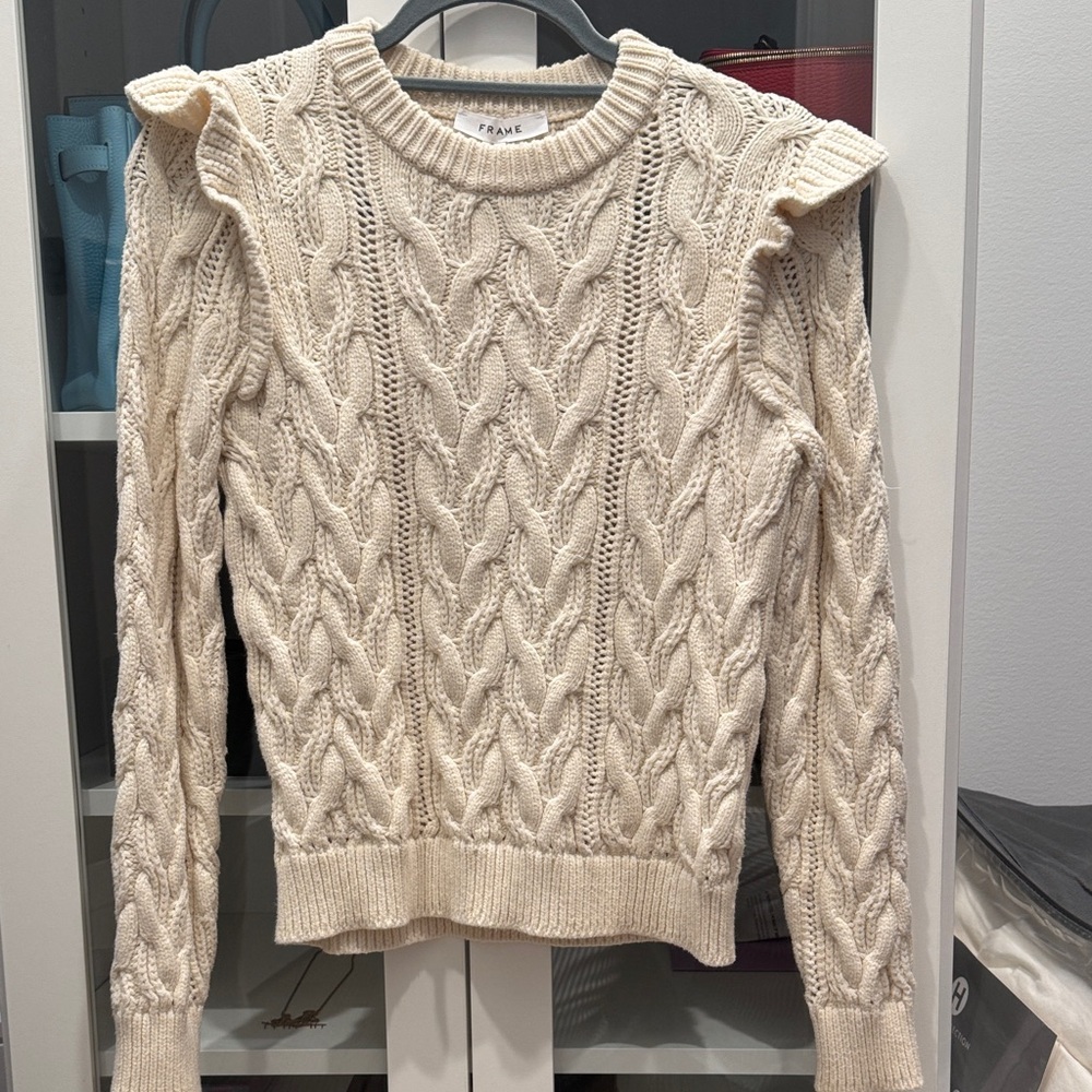 Frame Denim Ivory Cable Knit Sweater